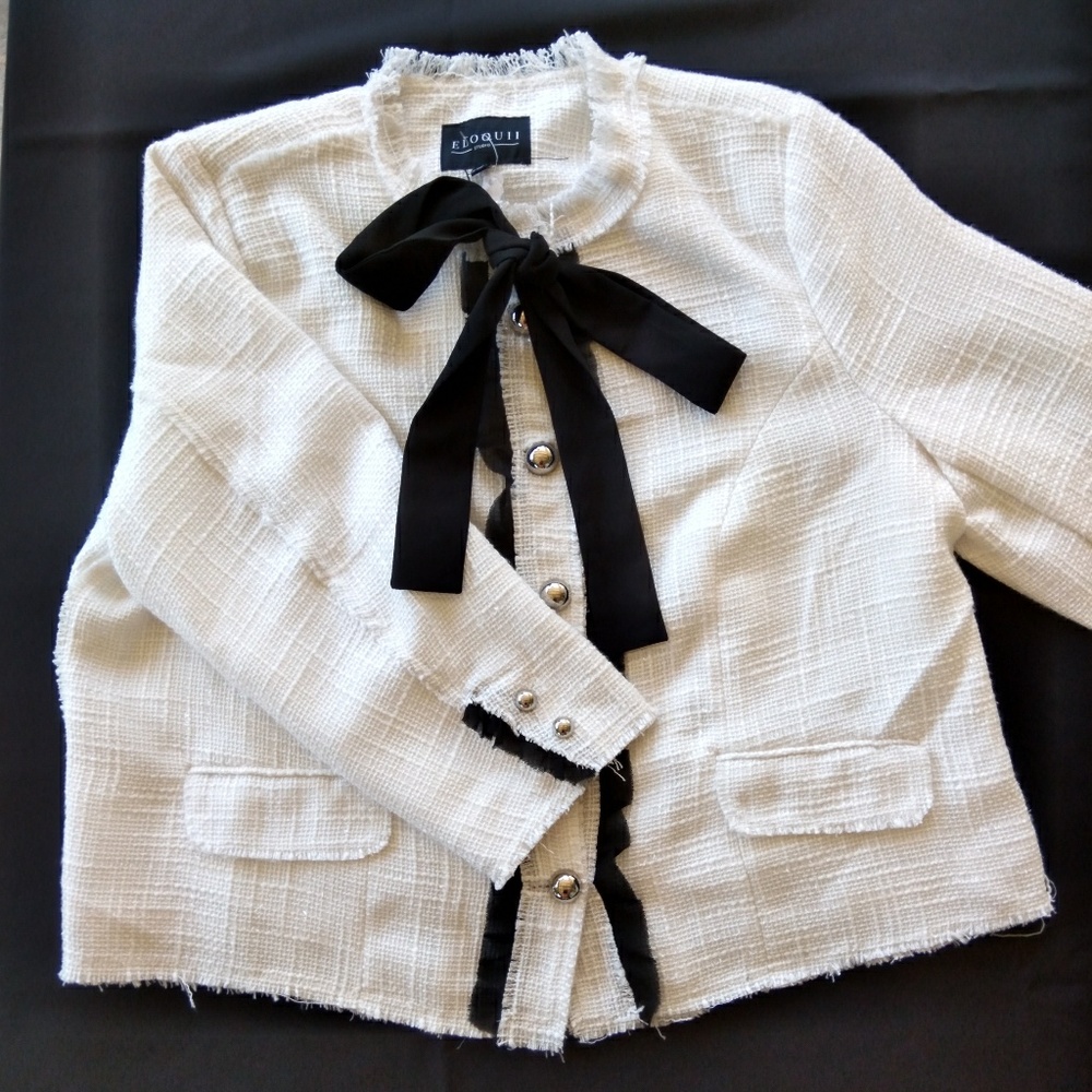 Eloquii Studio Plus Size White Tweed Jacket